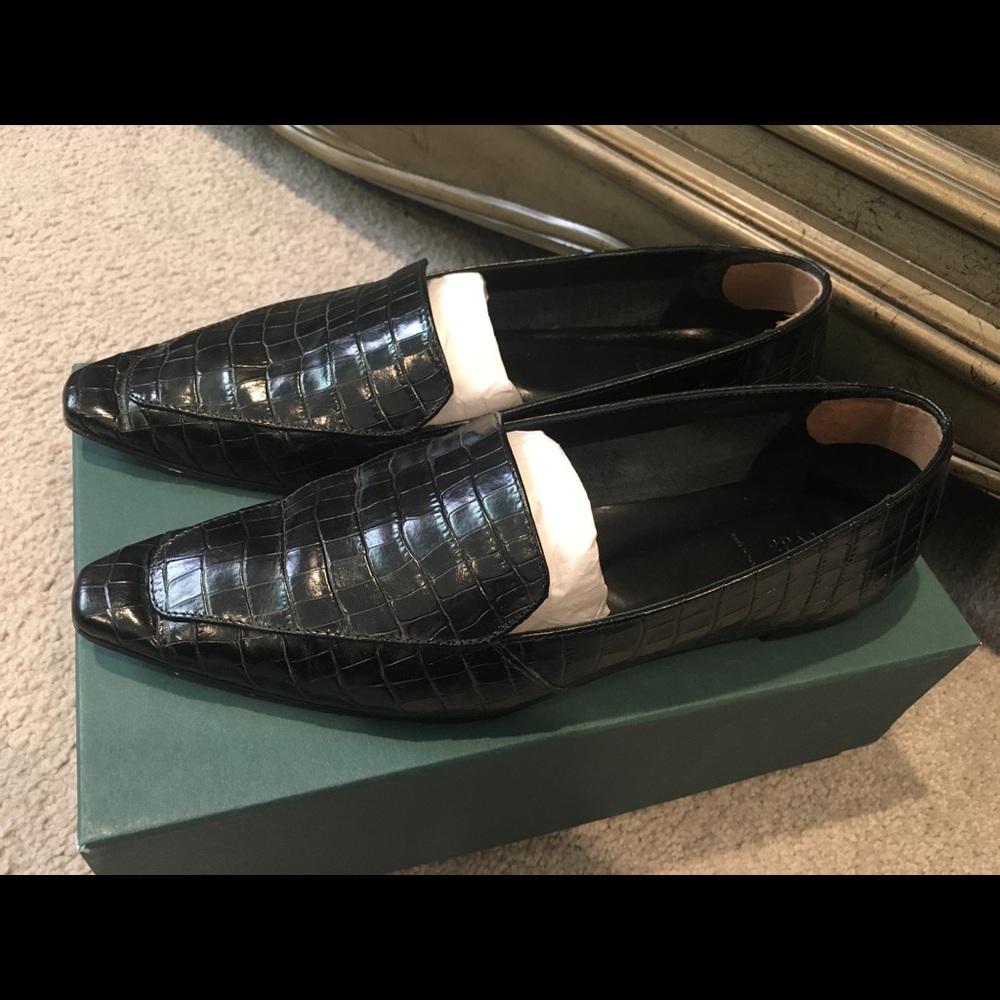 Aeyde Aurora Croc Embossed Leather Loafer
